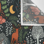 Full-Moon forest: Whimsical Woodland Nightscape with Deer and Moths Wall Tapestry Gallery Image 3