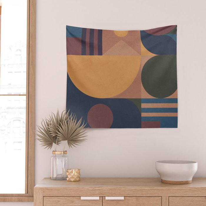 Modern geometric shapes 50 Wall Tapestry Gallery Image 2