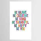 BE BRAVE BE CREATIVE BE KIND BE THANKFUL BE HAPPY BE YOU rainbow watercolor Tablecloth Gallery Image 2