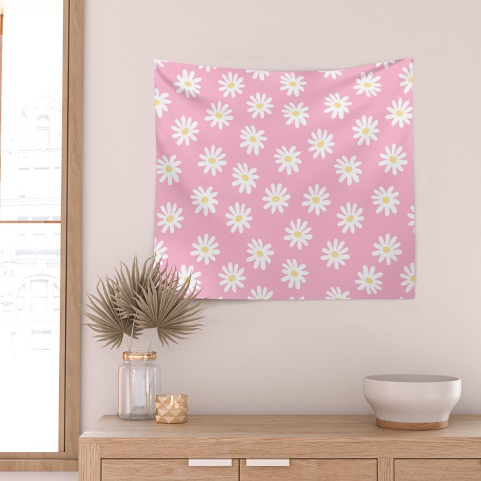 Pink Daisy Daydream Wall Tapestry Gallery Image 2