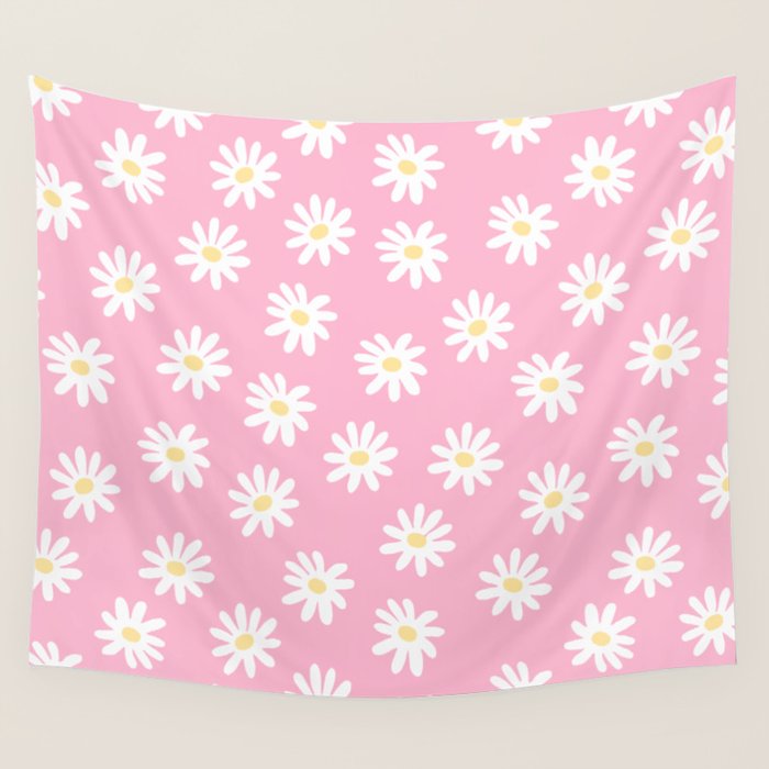 Pink Daisy Daydream Wall Tapestry Gallery Image 4
