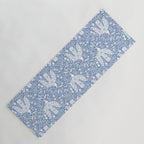 Doves and Flowers Bird Art White on Blue Yoga Mat Gallery Image 1