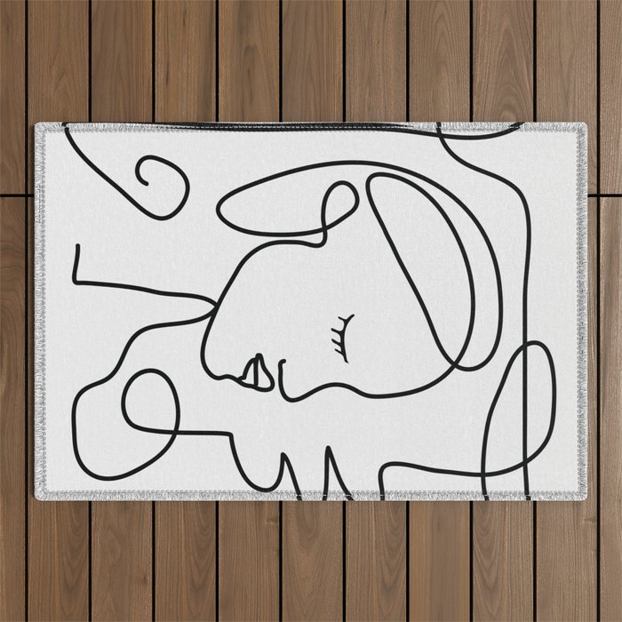 One Line Portrait 1 Outdoor Rug Gallery Image 1