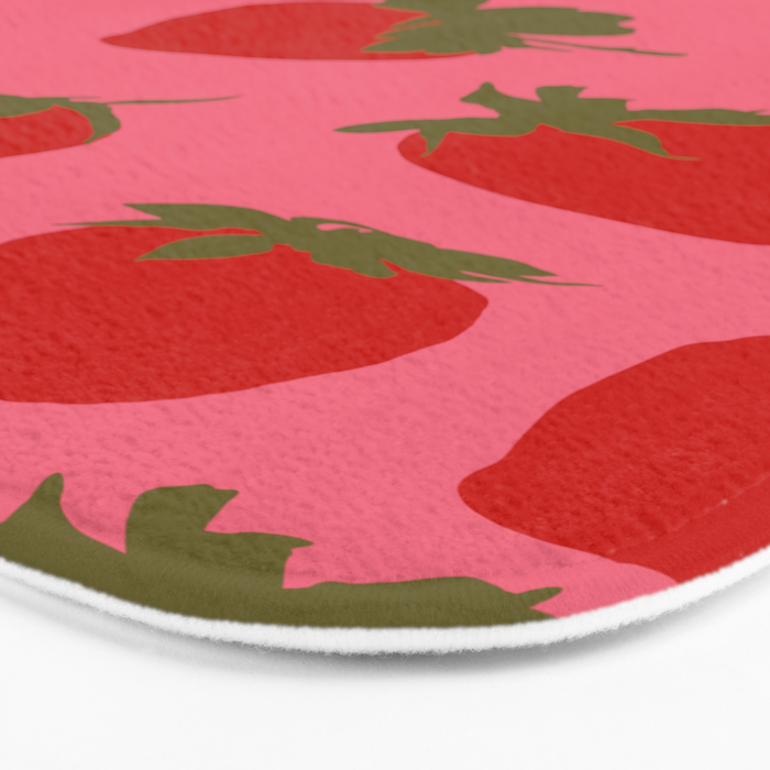 Strawberries Pattern on Pink Bath Mat Gallery Image 3