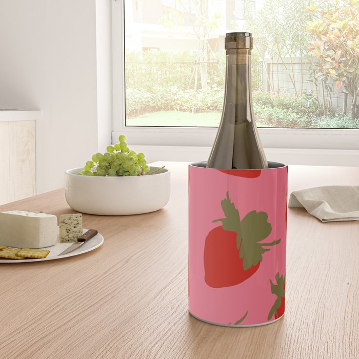 Strawberries Pattern on Pink Wine Chiller Gallery Image 4