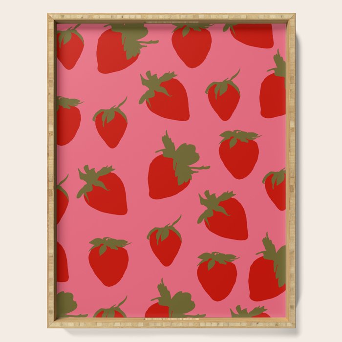 Strawberries Pattern on Pink Serving Tray Gallery Image 1