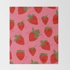 Strawberries Pattern on Pink Throw Blanket Gallery Image 2