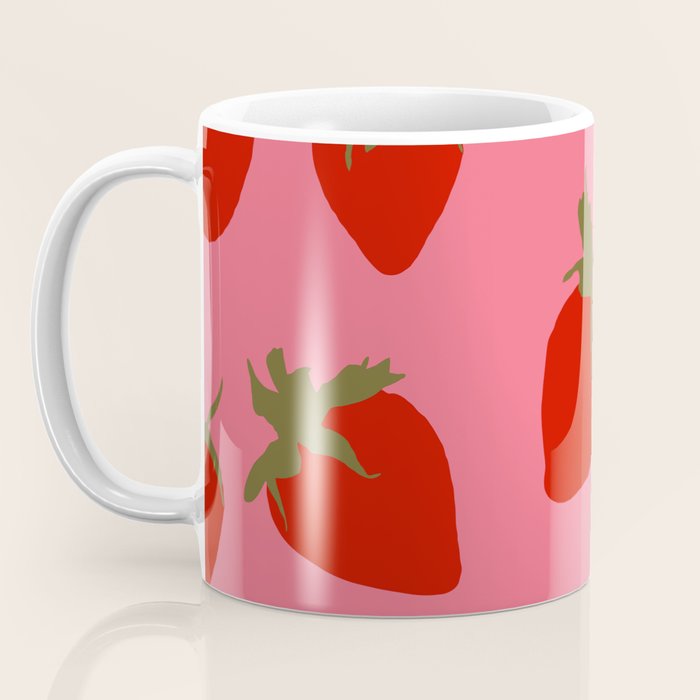 Strawberries Pattern on Pink Coffee Mug Gallery Image 3