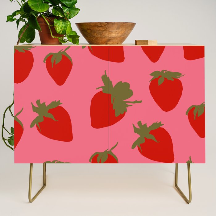 Strawberries Pattern on Pink Credenza Gallery Image 1