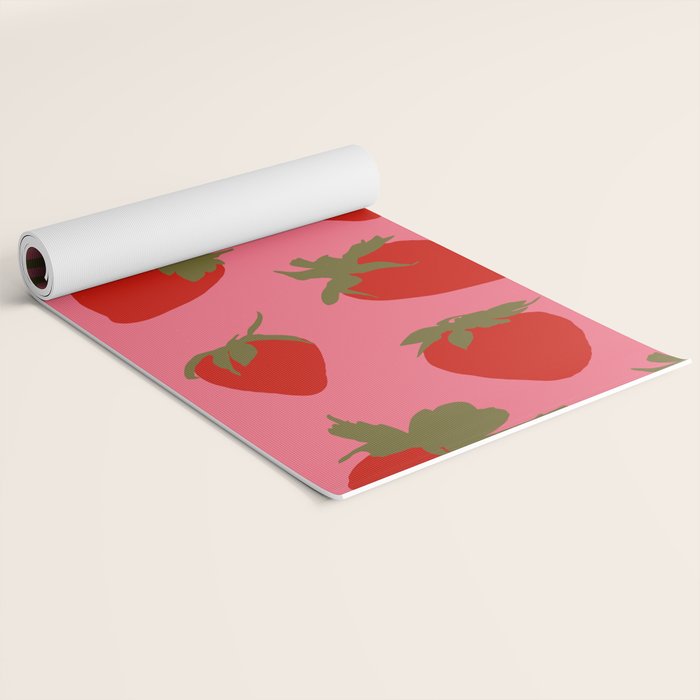 Strawberries Pattern on Pink Yoga Mat Gallery Image 2