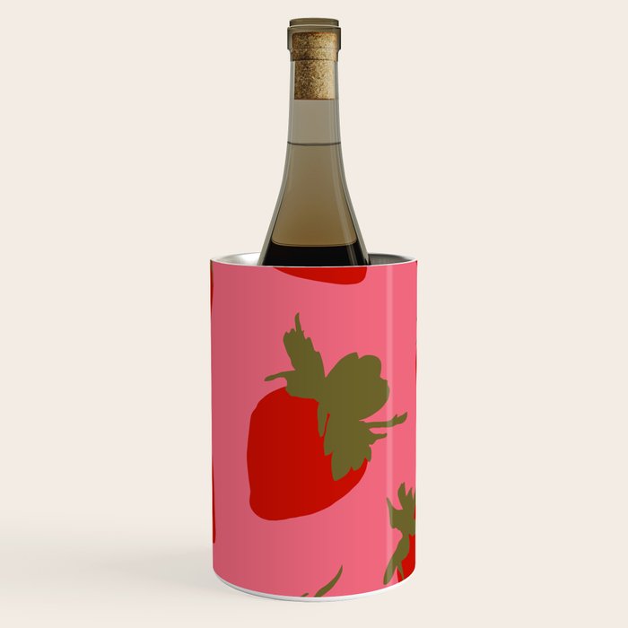 Strawberries Pattern on Pink Wine Chiller Gallery Image 1