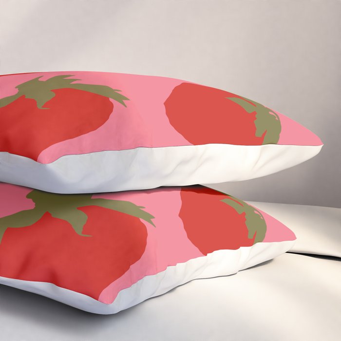 Strawberries Pattern on Pink Pillow Sham Gallery Image 3