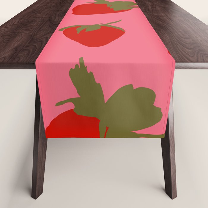 Strawberries Pattern on Pink Table Runner Gallery Image 1