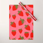 Strawberries Pattern on Pink Wrapping Paper Gallery Image 1
