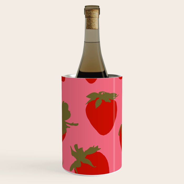 Strawberries Pattern on Pink Wine Chiller Gallery Image 3