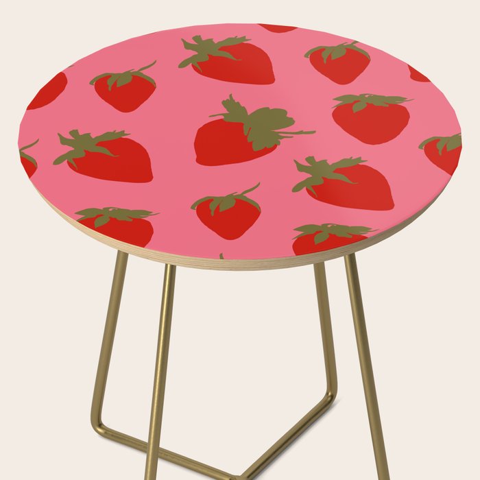 Strawberries Pattern on Pink Side Table Gallery Image 2