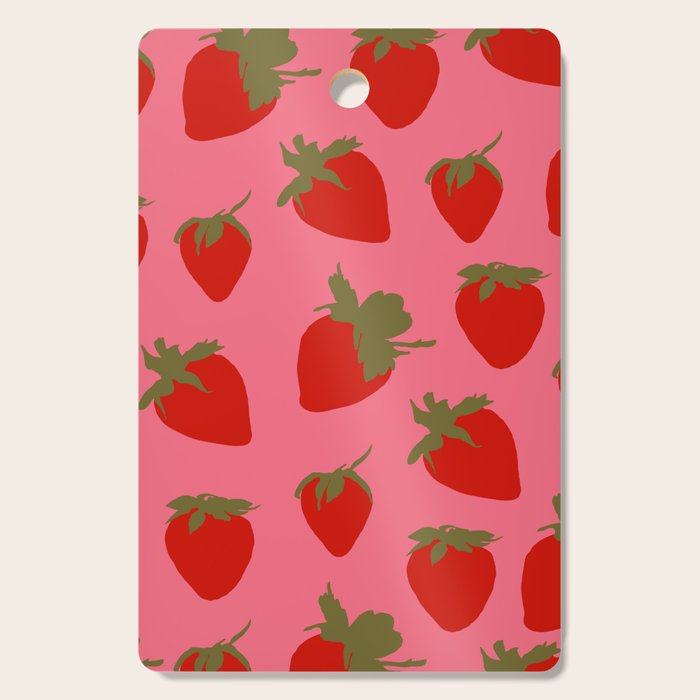Strawberries Pattern on Pink Cutting Board Gallery Image 1