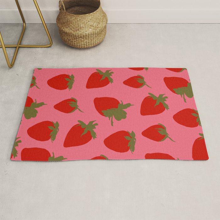Strawberries Pattern on Pink Rug Gallery Image 1