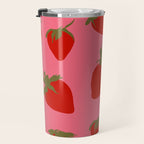 Strawberries Pattern on Pink Travel Mug Gallery Image 3