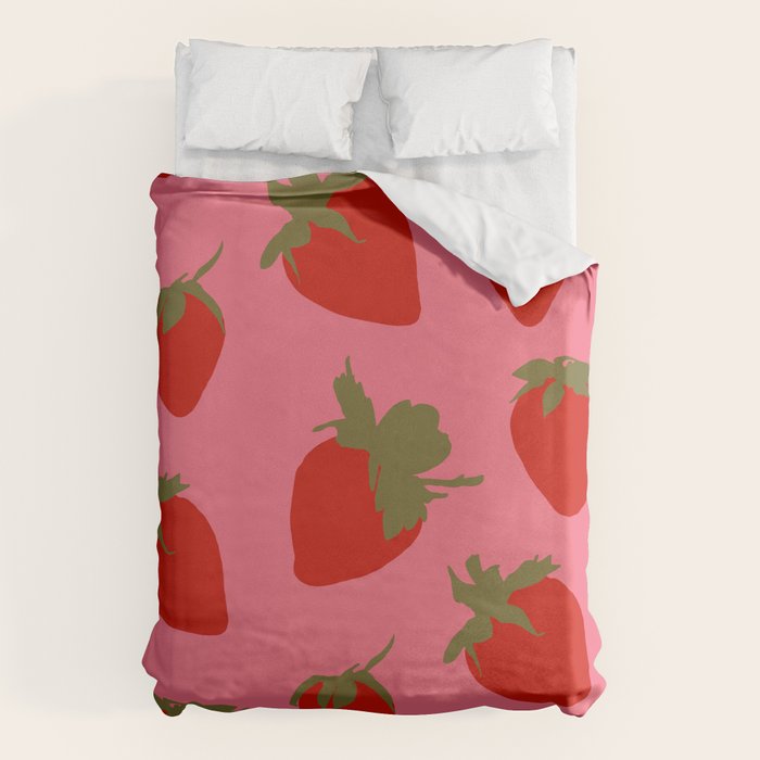 Strawberries Pattern on Pink Duvet Cover Gallery Image 6