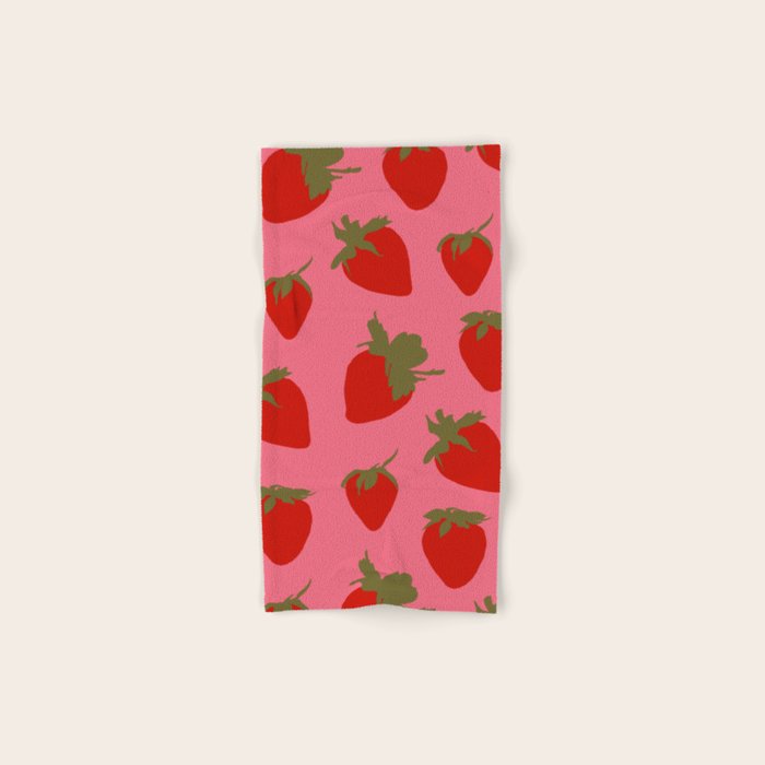 Strawberries Pattern on Pink Bath Towel Gallery Image 1