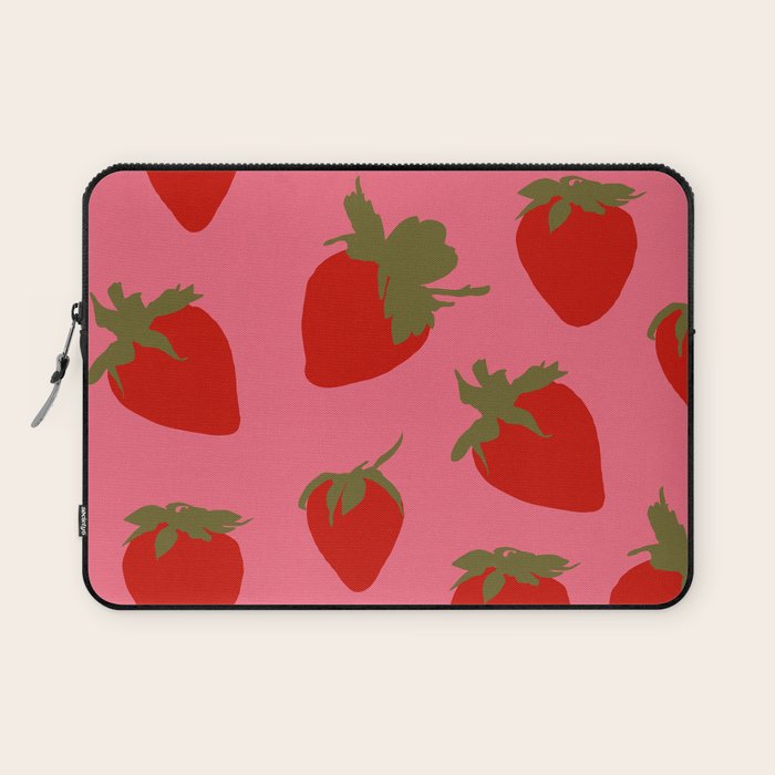 Strawberries Pattern on Pink Laptop Sleeve Gallery Image 1