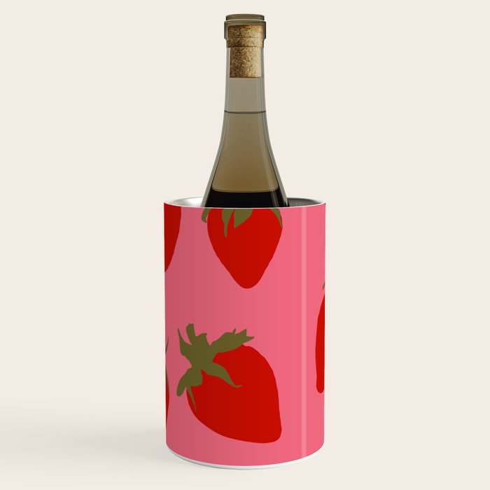 Strawberries Pattern on Pink Wine Chiller Gallery Image 2