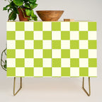 Retro vintage check: neon green and ice cream white Credenza Gallery Image 1