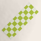 Retro vintage check: neon green and ice cream white Yoga Mat Gallery Image 1