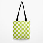 Retro vintage check: neon green and ice cream white Tote Bag Gallery Image 2
