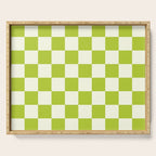Retro vintage check: neon green and ice cream white Serving Tray Gallery Image 1
