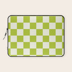 Retro vintage check: neon green and ice cream white Laptop Sleeve Gallery Image 1