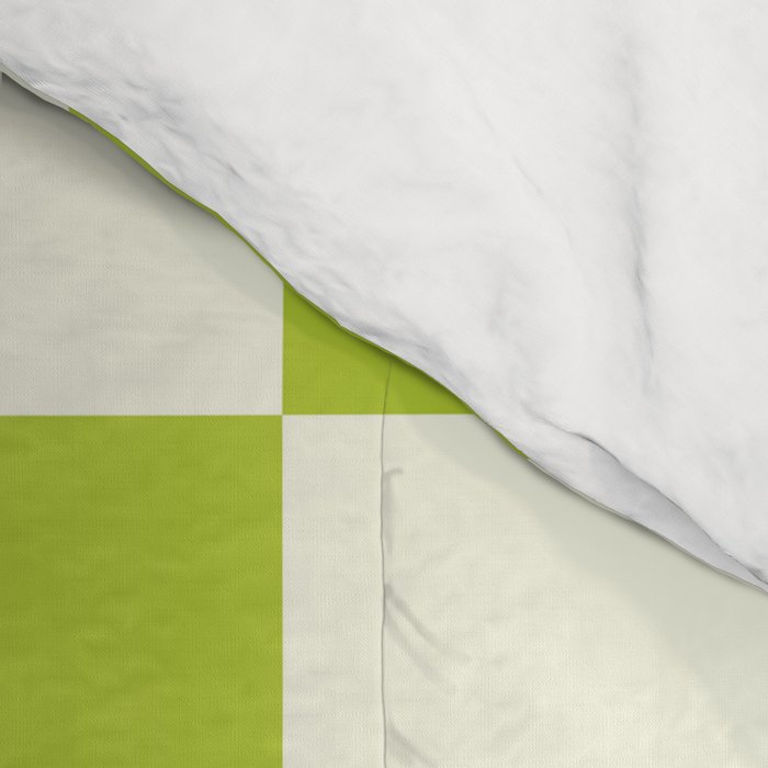 Retro vintage check: neon green and ice cream white Comforter Gallery Image 4