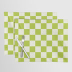 Retro vintage check: neon green and ice cream white Placemat Gallery Image 1