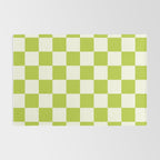 Retro vintage check: neon green and ice cream white Rug Gallery Image 2