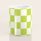 Retro vintage check: neon green and ice cream white Coffee Mug Gallery Image 4