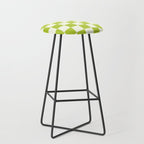 Retro vintage check: neon green and ice cream white Stool Gallery Image 1