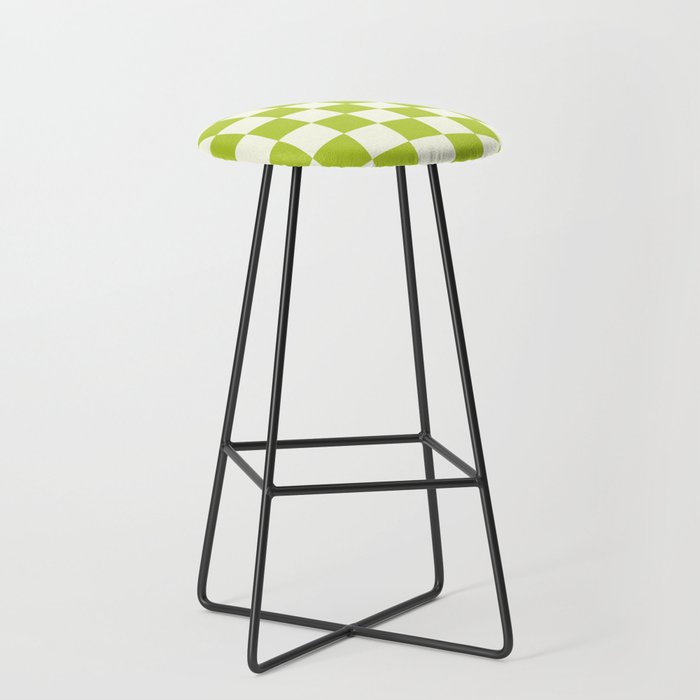 Retro vintage check: neon green and ice cream white Stool Gallery Image 1