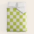 Retro vintage check: neon green and ice cream white Duvet Cover Gallery Image 6