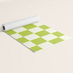 Retro vintage check: neon green and ice cream white Yoga Mat Gallery Image 2