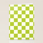 Retro vintage check: neon green and ice cream white Stationery Card Gallery Image 2