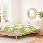 Retro vintage check: neon green and ice cream white Duvet Cover Gallery Image 2