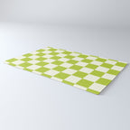 Retro vintage check: neon green and ice cream white Rug Gallery Image 3