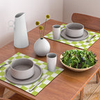 Retro vintage check: neon green and ice cream white Placemat Gallery Image 2