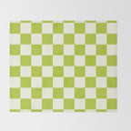Retro vintage check: neon green and ice cream white Throw Blanket Gallery Image 2