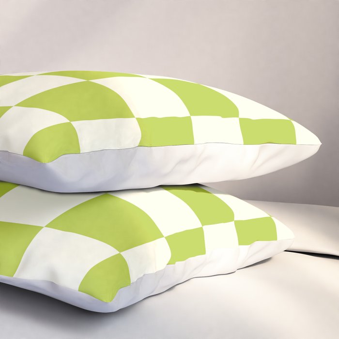 Retro vintage check: neon green and ice cream white Pillow Sham Gallery Image 3