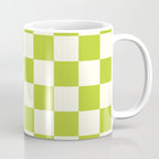 Retro vintage check: neon green and ice cream white Coffee Mug Gallery Image 1