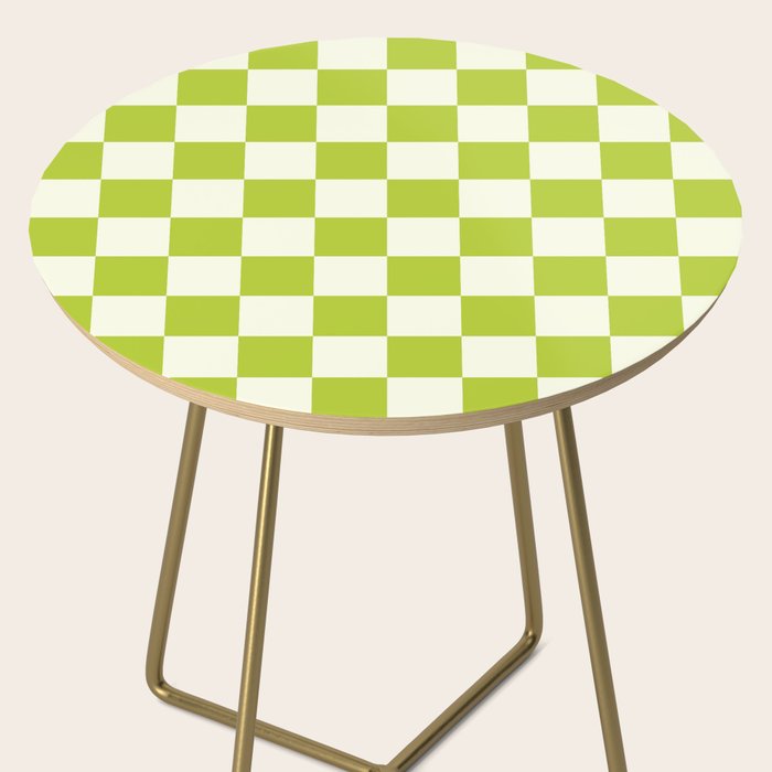 Retro vintage check: neon green and ice cream white Side Table Gallery Image 2
