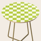 Retro vintage check: neon green and ice cream white Side Table Gallery Image 2