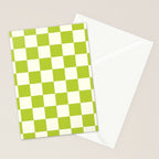 Retro vintage check: neon green and ice cream white Stationery Card Gallery Image 2